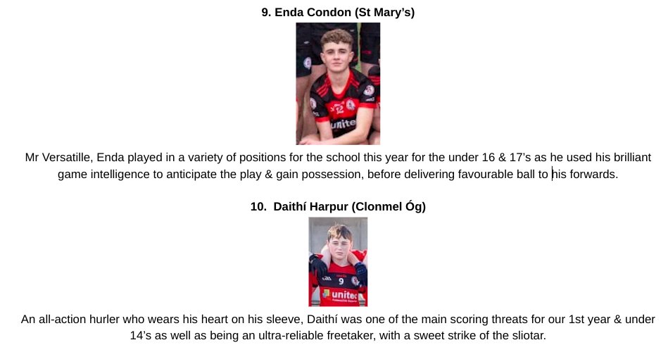 High School Clonmel- an Edmund Rice School (@hsclonmelcbs) on Twitter photo Today's 2025 hurling All-Stars are, at 6 David McSweeney <a href="/StMarys_HC/">Naomh Mhuire</a> Ryan Condon & Ben Roche <a href="/KilsheelanGAA/">KilsheelanKilcashGAA</a> with Enda Condon <a href="/StMarys_HC/">Naomh Mhuire</a> as our 2nd midfielder. Daithí Harpur of <a href="/clonmel_og/">Clonmel Óg GAA</a> is our 1st forward!
Our hurling All-Stars conclude tomorrow with our remaining forwards! Today's 2025 hurling All-Stars are, at 6 David McSweeney <a href="/StMarys_HC/">Naomh Mhuire</a> Ryan Condon & Ben Roche <a href="/KilsheelanGAA/">KilsheelanKilcashGAA</a> with Enda Condon <a href="/StMarys_HC/">Naomh Mhuire</a> as our 2nd midfielder. Daithí Harpur of <a href="/clonmel_og/">Clonmel Óg GAA</a> is our 1st forward!
Our hurling All-Stars conclude tomorrow with our remaining forwards!