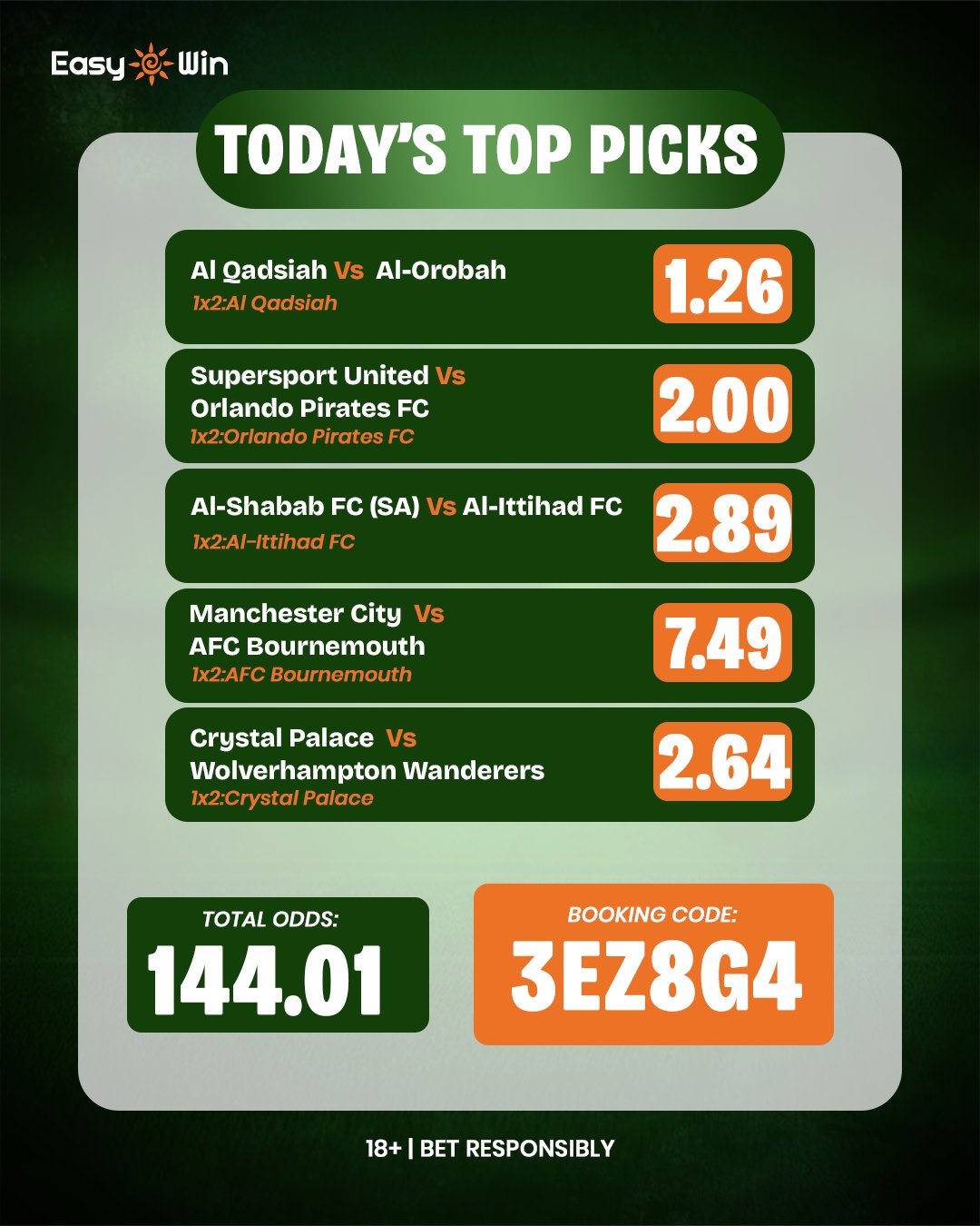 Easywin Bet Codes for Today