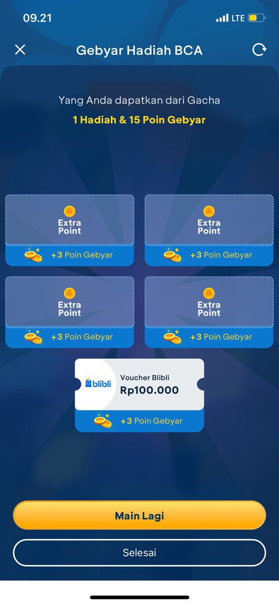 work! tiap jam istirahat main ginian eh lumayan dpt voucher. Siapa yang udah tau kalo di Gebyar Hadiah BCA bisa dapet hadiah begini? 

Share dong kalian dapet apaa ✨