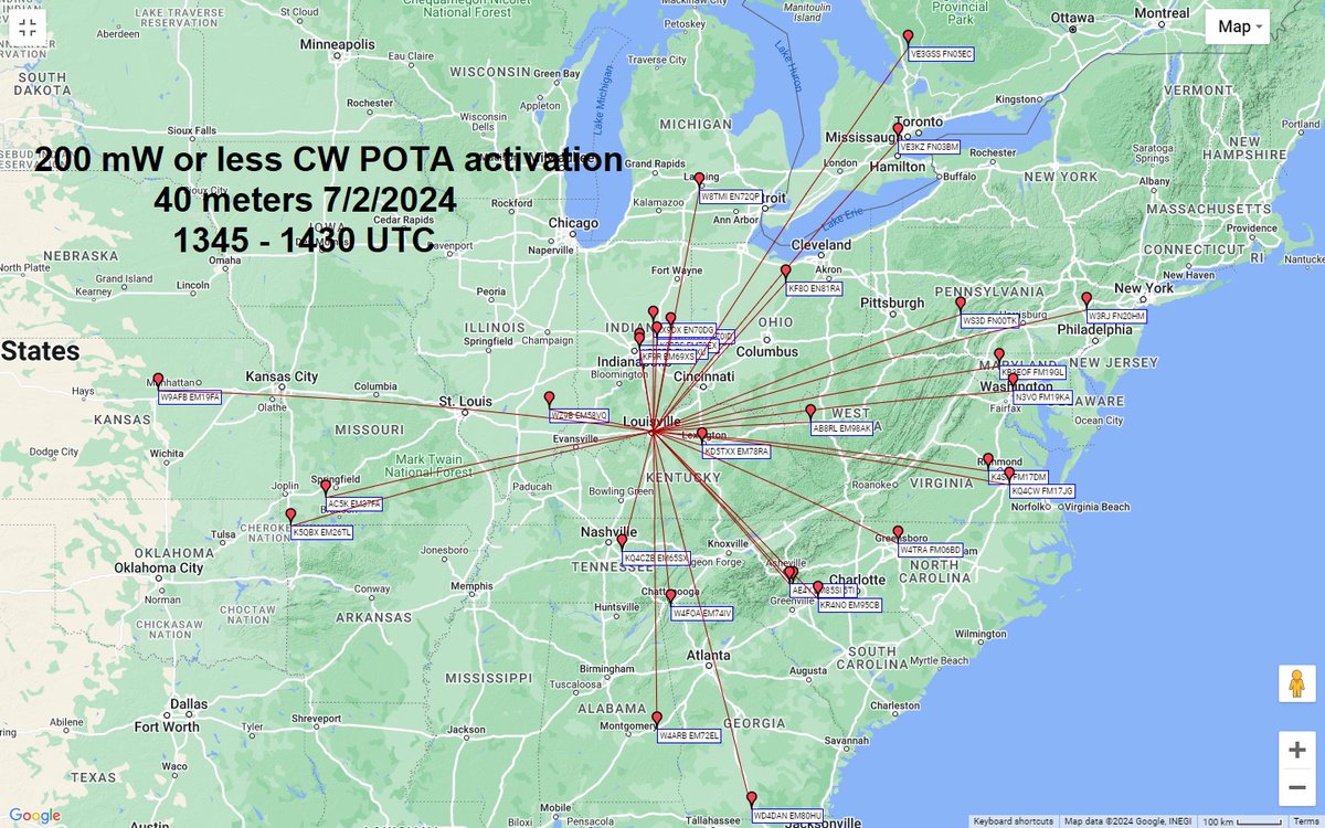 <a href="/Johnsontechword/">VU2JO Jon</a> Jon, I do quite a bit of #QRPp operating.  Except for testing the #PIXIE, I haven't done any this year due to recent HF band conditions. Here's setup and QSO Map photo from POTA activation 7/2/2024