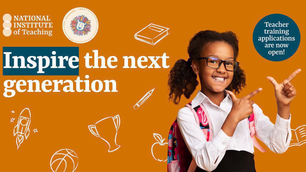 LEO Academy Trust (@leoacademies) on Twitter photo 📆 Applications for our #ITT programmes remain open!
🔎Search for <a href="/LEOacademies/">LEO Academy Trust</a> & <a href="/NatInstTeaching/">National Institute of Teaching</a> ITT courses using provider code 4L1.
In 2025/26, we’re offering Primary 3-7 & 5-11 courses, with & without mathematics.
👉 gov.uk/apply-for-teac…
<a href="/LEOtraining5/">LEO Training</a> #WeAreLEO 🦁 📆 Applications for our #ITT programmes remain open!
🔎Search for <a href="/LEOacademies/">LEO Academy Trust</a> & <a href="/NatInstTeaching/">National Institute of Teaching</a> ITT courses using provider code 4L1.
In 2025/26, we’re offering Primary 3-7 & 5-11 courses, with & without mathematics.
👉 gov.uk/apply-for-teac…
<a href="/LEOtraining5/">LEO Training</a> #WeAreLEO 🦁