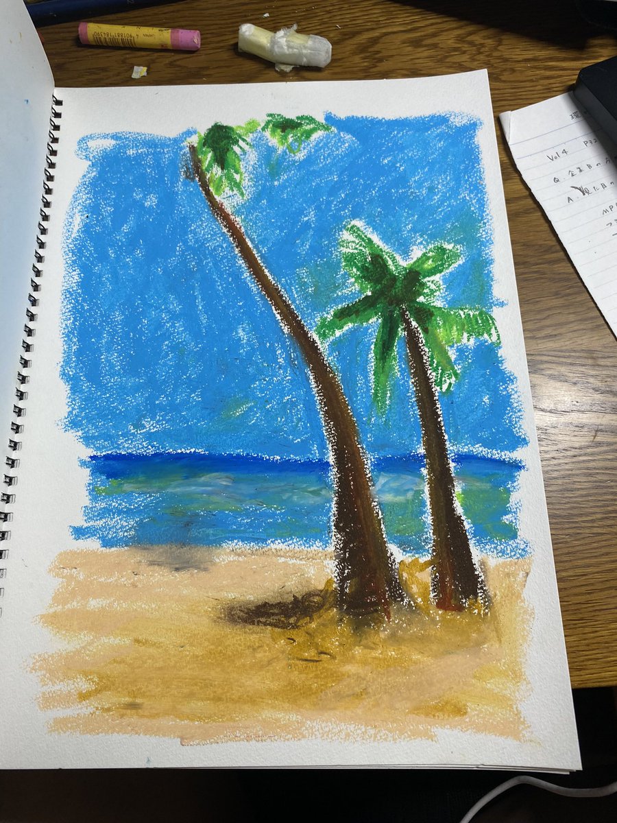npp_akira's tweet photo. クレヨンでビーチ🏖️
#art #crayon #illustration #picture #アート #イラスト #絵 https://t.co/nEEykp8Fho