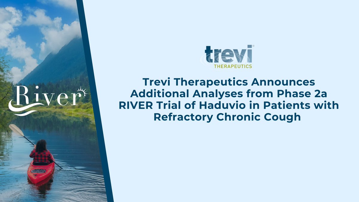 TreviThera's tweet image. We are happy to share additional analyses from our Phase 2a RIVER Trial of Haduvio in patients with RCC.  

Read the press release: ow.ly/wCS150VVxXC

View analyses: ow.ly/KB2A50VVxXB

$TRVI #Cough #ClinicalTrials