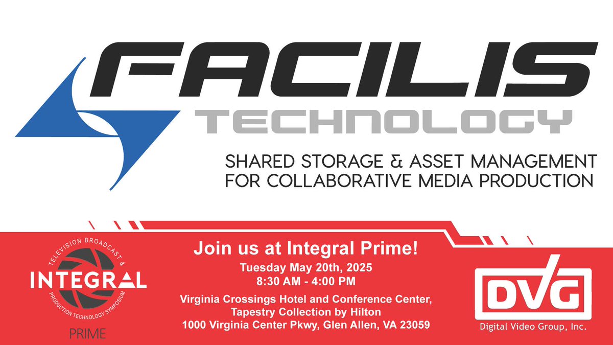 Join us today at <a href="/DigitalVideoGrp/">DigitalVideoGroup</a> 's  Integral Prime event in Glen Allen, VA! Experience new client-side  caching workflows, enhanced media asset management (MAM) capabilities.  Register now: digitalvideogroup.com/events/dvg-int…