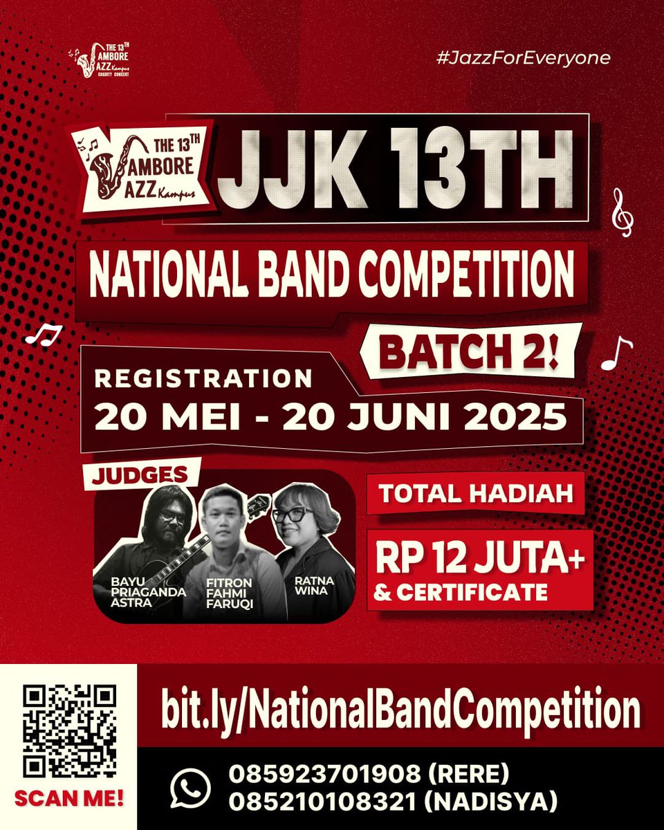 13jjk's tweet photo. WOY KITA BUKA BATCH 2 BUAT BAND COMPETITION‼️ jd buat lo yg ngerasa band lo paling EDGY GACOR, gece daftar terus menangin duitnyeee 💸🤑 CPTN
#bandcompetition #lombaband #eventmalang #konsermalang #bandmalang #lomba #band #malang https://t.co/xvBIH0zoiv