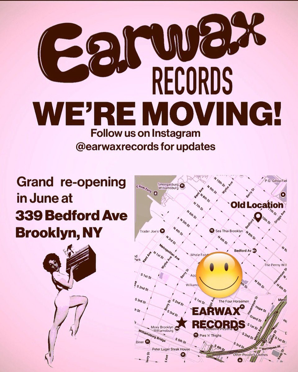 EarwaxRecordsNY's tweet image. New location—back on Bedford ave. after 12 years on N. 9th Str. Looking forward to a fresh start, and hope to see you there. #vinyl #records #recordshop #recordstore  #vinylrecords #vintageaudio