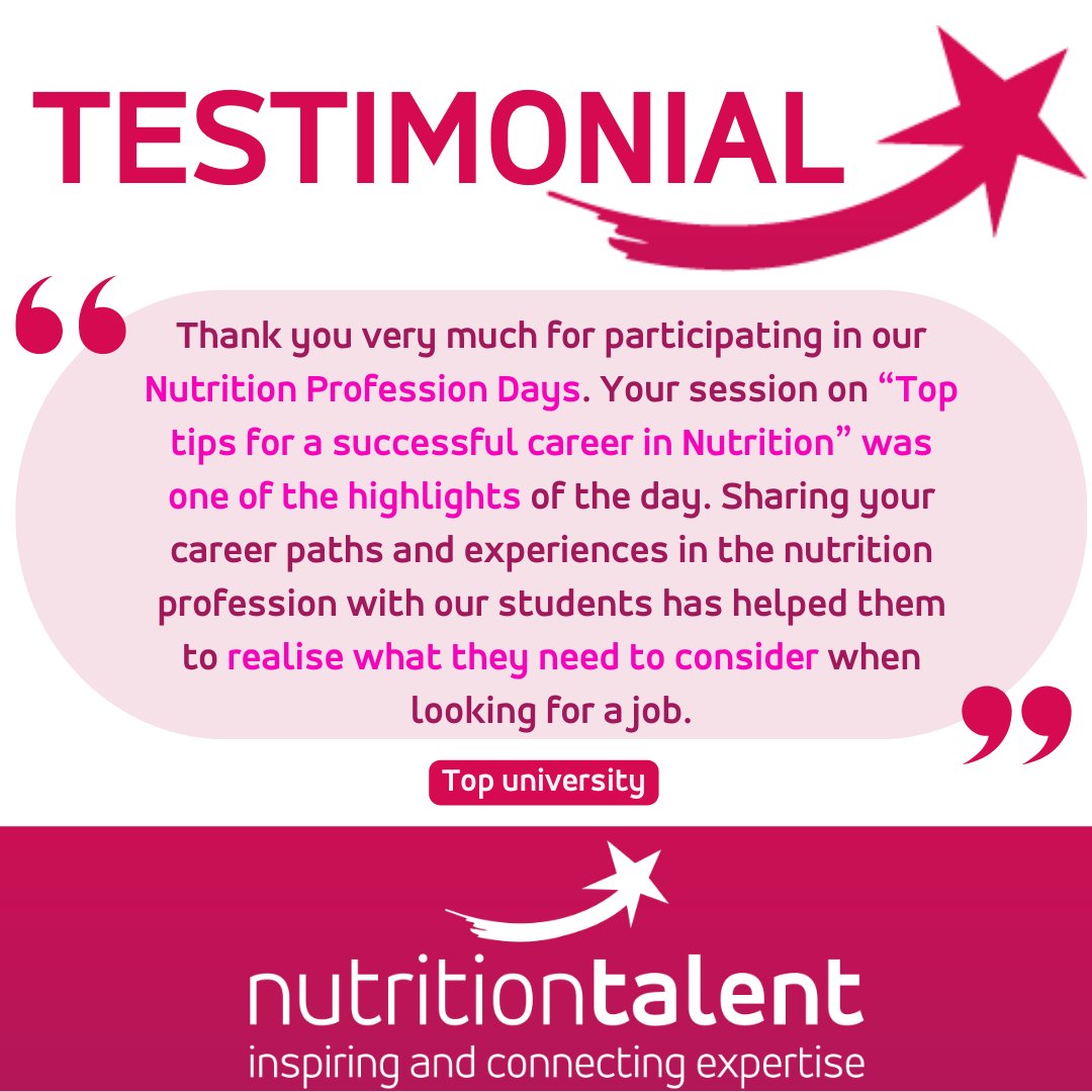 Nutrition Talent (@nutritiontalent) on Twitter photo It’s an honour to support universities and soon-to-be graduates to ensure they recognise the huge potential of their future career in nutrition! Contact us to discuss how we could help – email info@nutritiontalent.com
#nutritiontalent #nutritioncareers #tuesdaytestimonial It’s an honour to support universities and soon-to-be graduates to ensure they recognise the huge potential of their future career in nutrition! Contact us to discuss how we could help – email info@nutritiontalent.com
#nutritiontalent #nutritioncareers #tuesdaytestimonial