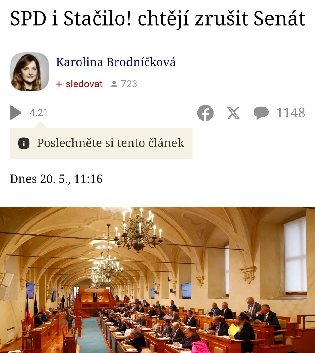 Já bych zrušil SPD a Stačilo. Subjekty, které rozkopávají ústavou zaručený parlamentní systém, jehož je senát integrální a nenahraditelnou součástí, jsou totiž zralé na rozpuštění.