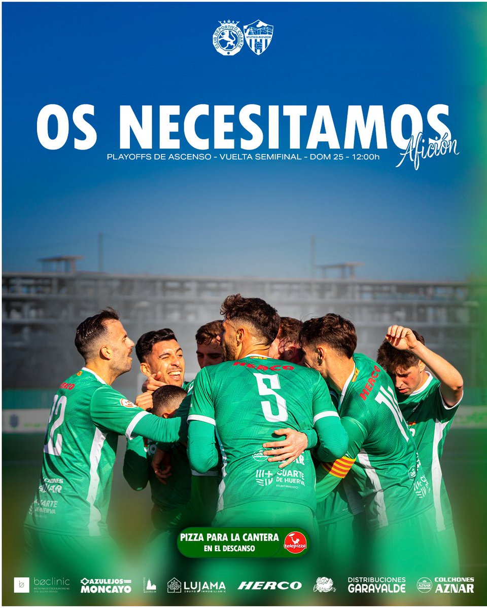 cdcuarte's tweet photo. 📢 ¡Quien conoce a un socio, tiene un amigo!
🗓 Domingo 25 de mayo
🕛 12:00 h
📍 Campo Municipal Juan Guerrero "El Lobo"
⚽ CD Cuarte 🆚 Atlético de Monzón
🎯 Vuelta de semifinales - Playoffs de Ascenso
💚 ¡Os necesitamos, afición! ¡Contamos contigo en la grada! 💚#AupaCuarte https://t.co/io3kto4rL9