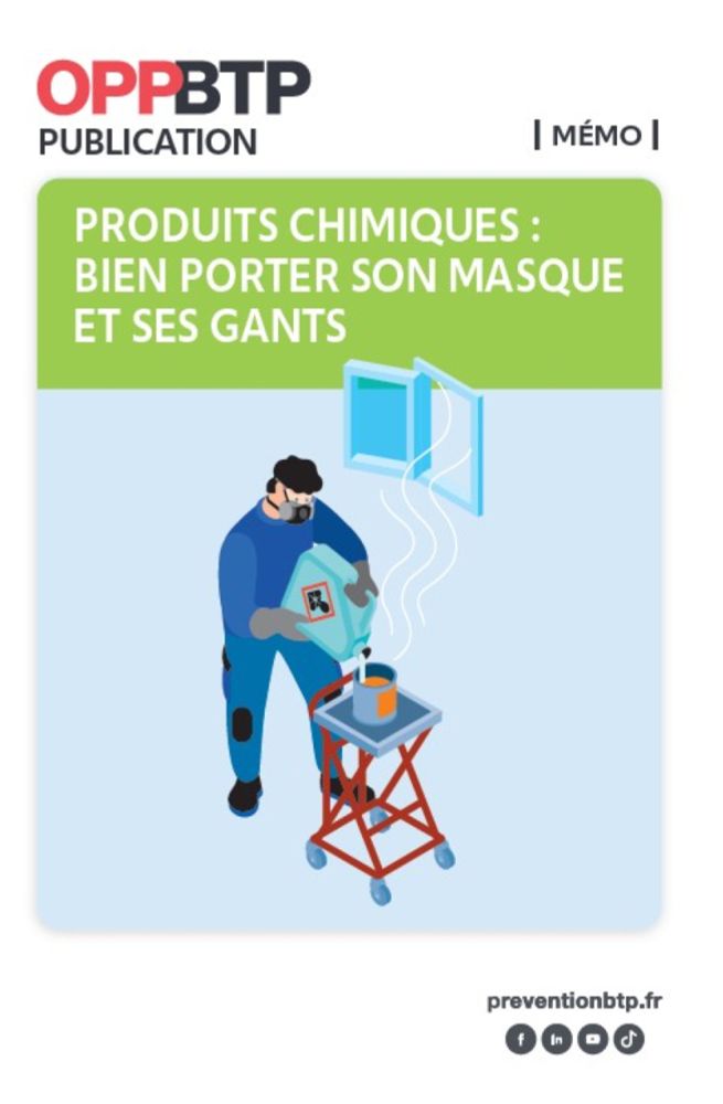 PRC_CNRS's tweet image. “Produits chimiques, bien porter son masque et ses gants” : l’OPPBTP publie un dépliant, à l’intention des opérateurs en BTP, consacré aux bonnes pratiques liées au port des équipements de protection
urls.fr/Nd940W