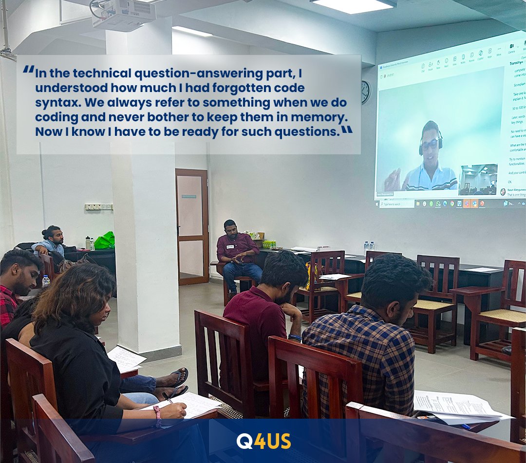 Q4USdev's tweet photo. Q4US and Search Worldwide conducted a two-day workshop for the students of the Department of Statistics and Computer Science, University of Peradeniya, covering CV writing, interview skills, and personal branding. https://t.co/ElR7T2ViJc