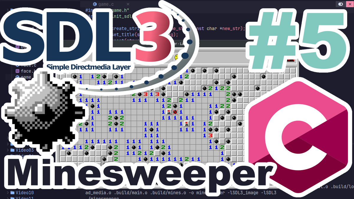 ProgramRainbow's tweet photo. Clock &amp; Mines - Minesweeper / Prato Fiorito - Part 5 - C and SDL3.

In this video we will create the displays for the Clock and Mines.

#SDL #SDL3 #C #GameDev #Minesweeper #Tutorial

https://t.co/2LDM3S2cbT https://t.co/784BBBxKyc