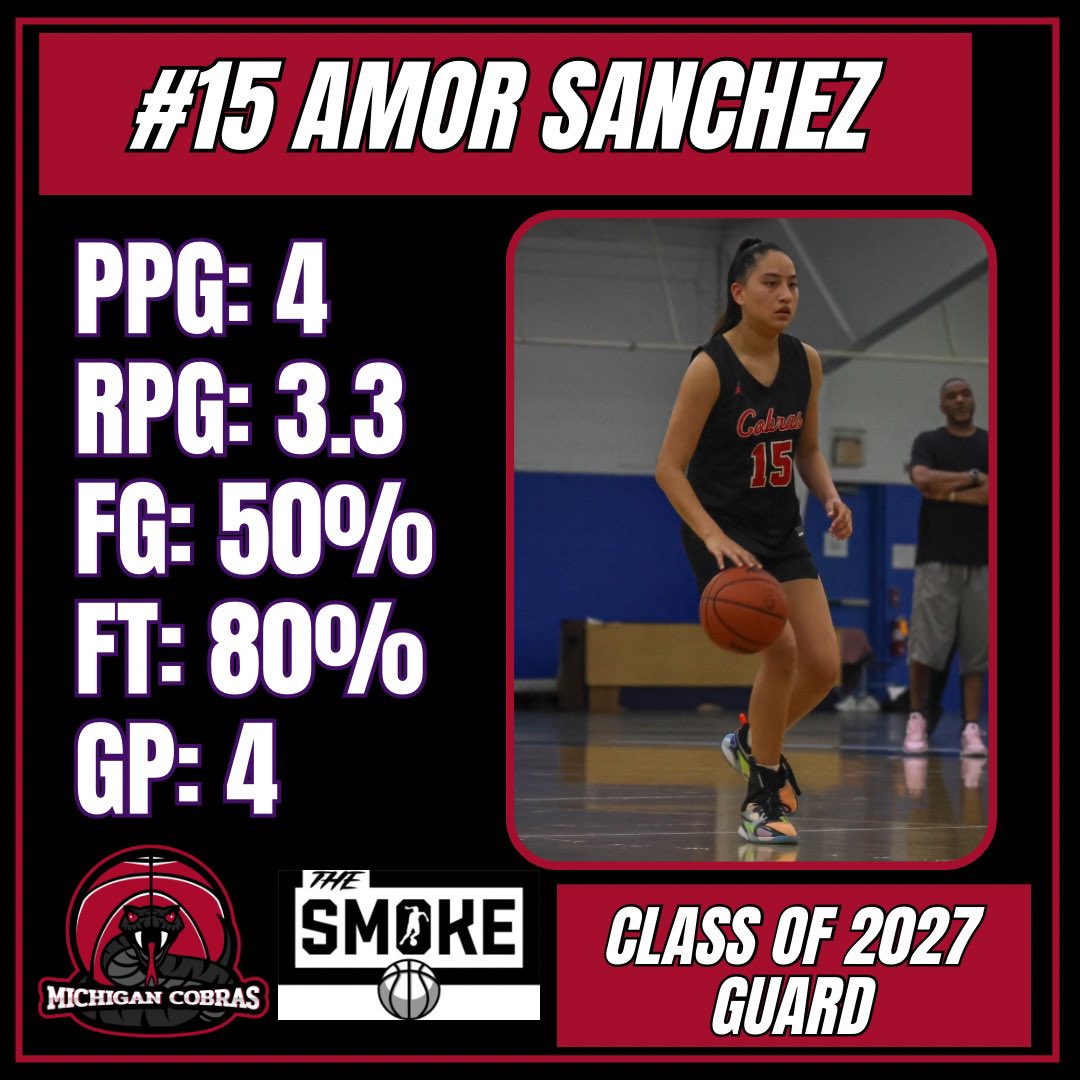 Michigan Cobras Basketball (@michigancobras) on Twitter photo 2027 <a href="/Amor_sanchez08/">Amor Sanchez</a> stepped up this weekend to help add scoring and rebounding! She can score over defenders and gets to the FT🏀 2027 <a href="/Amor_sanchez08/">Amor Sanchez</a> stepped up this weekend to help add scoring and rebounding! She can score over defenders and gets to the FT🏀