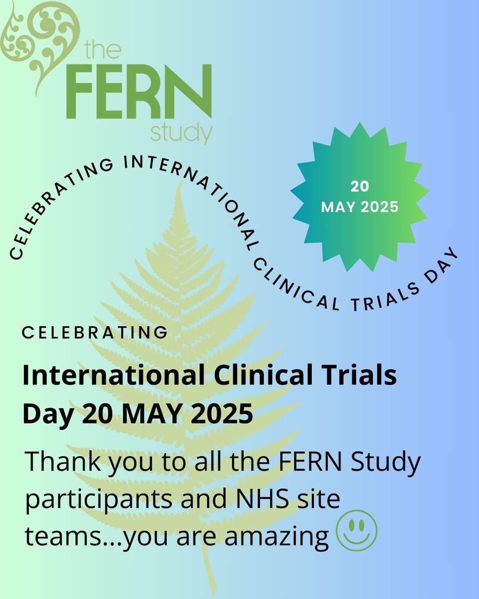 fern1study's tweet image. Celebrating #ClinicalTrialsDay2025 😊 Thank you to all the #FERNStudy participants and #NHS site teams for their contribution to the #FERNStudy 🙏 @ProfAsmaKhalil @SmritiPrasad5 @OdaiYaghi91 @LiverpoolWomens @SGH_MatResearch @TwinsTrust #sFGR #MCtwins #bepartofresearch #CTD2025
