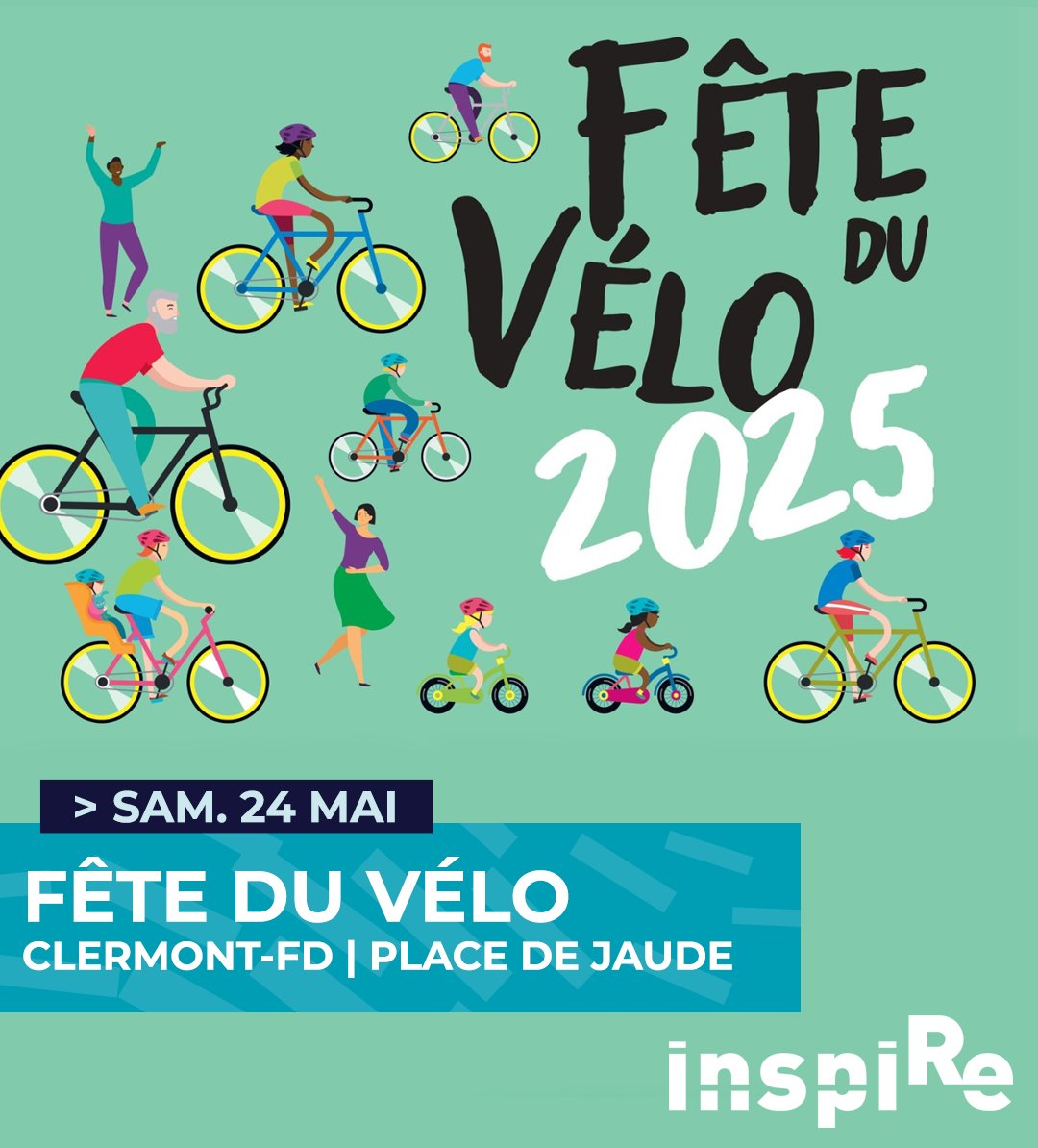 🚴‍♀️ À l’occasion de la Fête du vélo, retrouvez l’équipe du projet InspiRe ce samedi 24 mai Place de Jaude !

Montez à bord du bus InspiRant pour une immersion au cœur du futur réseau de transport, grâce à la réalité virtuelle. L’occasion de découvrir les aménagements cyclables