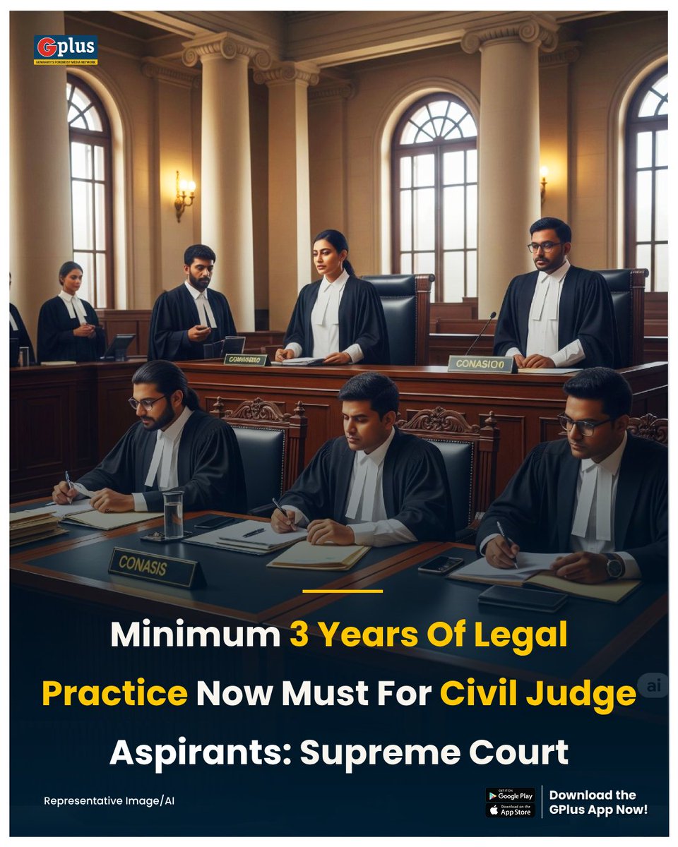 's tweet image. NEWS | The Supreme Court on May 20 ruled that candidates seeking entry into the #judicialservice as civil judges (junior division) must have a minimum of three years of legal practice.

#SupremeCourtofIndia #civiljudge
