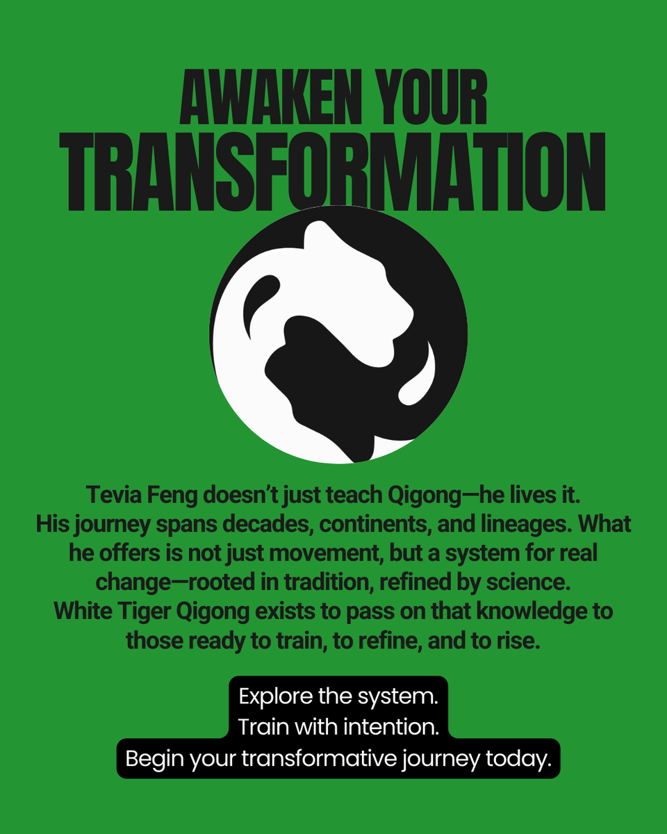 Not all Qigong is the same. Tevia Feng, founder and Master Instructor of White Tiger Qigong, fuses Taoist wisdom with fascia, breathwork &amp; science—turning movement into energetic mastery. Don’t just learn Qigong. Live it. 🐯✨ Follow @WhiteTigerQigong #qigong