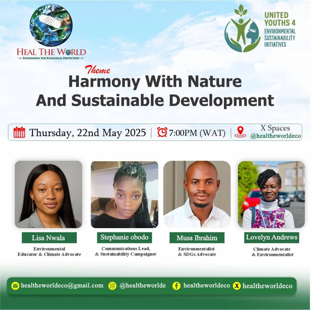 Healtheworldeco's tweet photo. This World Biodiversity Day, we’re bringing youth voices to the forefront! Join us on May 22 for a powerful X Spaces conversation on harmony with nature and sustainable development. Let’s shape the future—together.
#WorldBiodiversityDay #VoicesForBiodiversity #HarmonyWithNature https://t.co/R52LgdWwfe