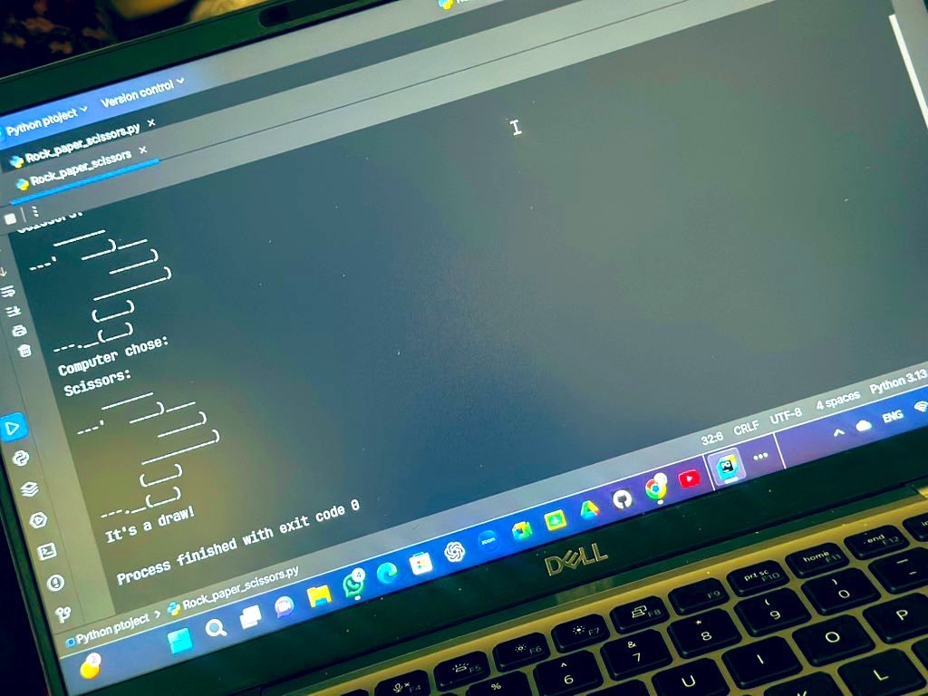Shamshad_Gh786's tweet image. 🚀 Just coded a classic Rock-Paper-Scissors game in Python!
🪨📄✂️ Includes ASCII art, input validation, and random computer moves.
Perfect for beginners to practice conditionals & randomness.👌
#Python #Coding #BeginnersCode
@a_daneshyar
@CodeToInspire
@f_forough