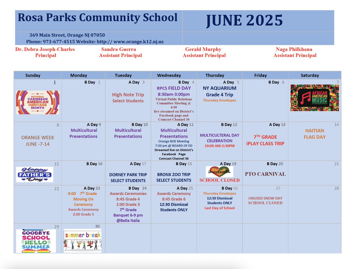 RPCS369's tweet image. That a look at the RPCS June 2025 Calendar! @ops_district @Gerald_Fitzhugh #goodtogreat