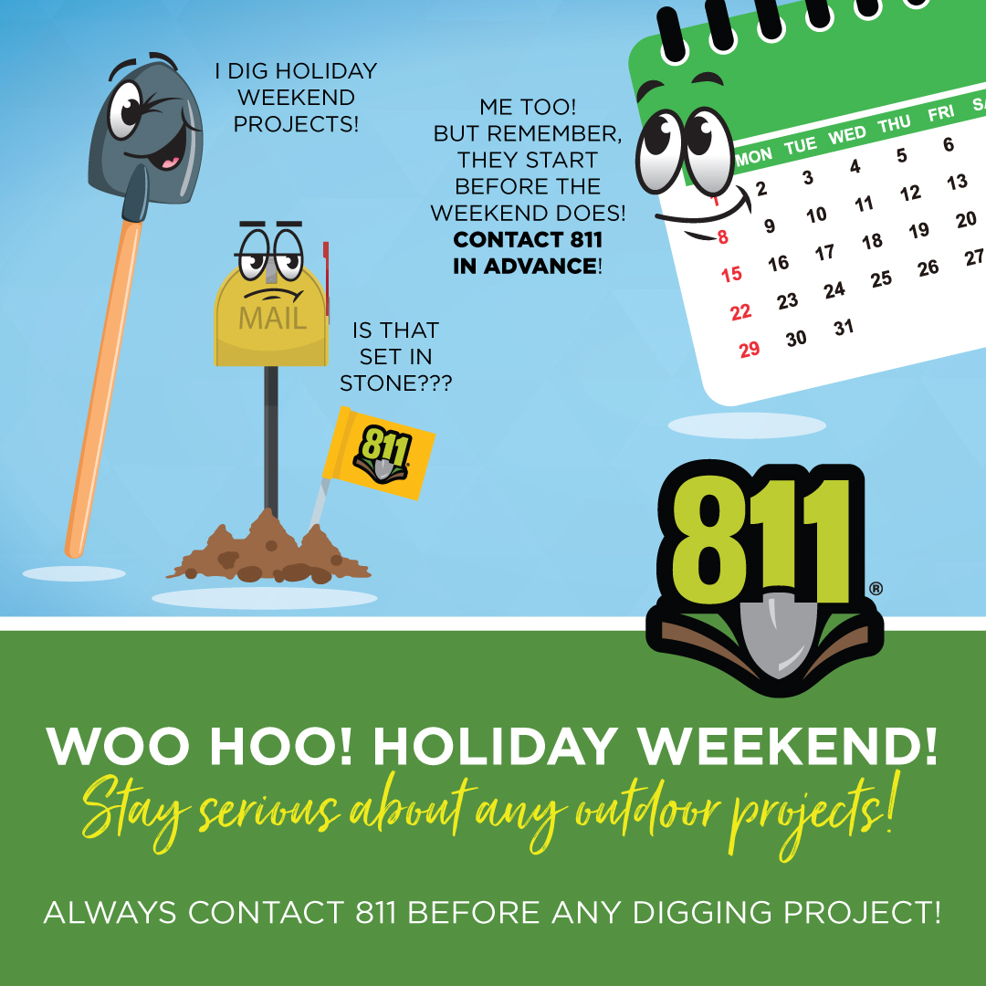 ColumbiaGasVa's tweet photo. Planning a Memorial Day project this year? Contact 811 today to ensure your underground utilities are marked in time for the weekend festivities. https://t.co/GzBxzOqAqe