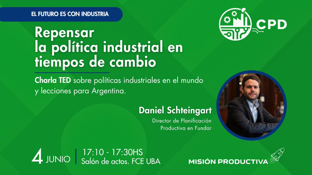💡CONGRESO PRODUCTIVO PARA EL DESARROLLO | El futuro es con industria

1⃣ Repensar la política industrial en tiempos de cambio

Abrimos el Congreso con una #CharlaTed de <a href="/danyscht/">Daniel Schteingart</a> sobre políticas industriales en el mundo y lecciones para Argentina 🇦🇷