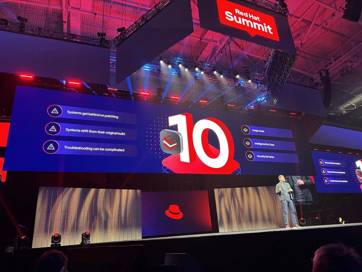 Paul Nashawaty (@pnashawaty) on Twitter photo <a href="/RedHatSummit/">Red Hat Summit</a> keynote highlights RHEL 10 including:
* image mode
* intelligence with RHEL Lightspeed with Red Hat Insights
* Security enhancements with post-quantum security
<a href="/theCUBEresearch/">TheCUBE Research</a> <a href="/RedHatSummit/">Red Hat Summit</a> keynote highlights RHEL 10 including:
* image mode
* intelligence with RHEL Lightspeed with Red Hat Insights
* Security enhancements with post-quantum security
<a href="/theCUBEresearch/">TheCUBE Research</a>