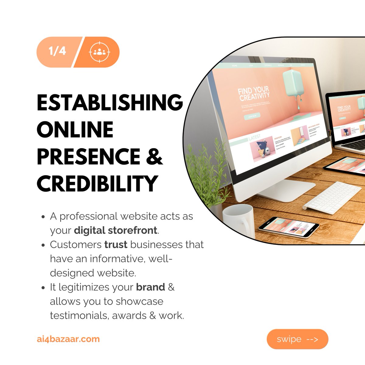 AI_4_Bazaar's tweet image. Every successful business begins with a strong foundation, and in the digital era, that foundation is a website.

#ai4bazaar #websiteforbusiness #localbusiness #smallbusiness #macrobusinesses