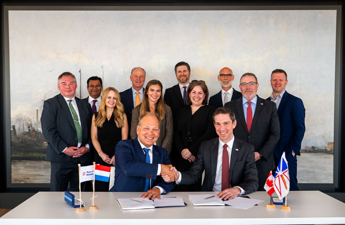 North Atlantic joined the Premier and officials from the Port of Amsterdam at the signing of a MOU to promote collaboration on green hydrogen. North Atlantic President and CEO, Ted Lomond presented on North Atlantic’s Wind to Hydrogen project. Read more: gov.nl.ca/releases/2025/…