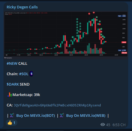 RickyDegen's tweet photo. I called $DARK SEND at a 39K market cap. Its current ATH is 189K
FREE Call TELEGRAM - 4.8X
$DARK SEND
JQVfdW9gaoAUvGHpUWdfk2PmBcxH6D5ZRhRp1Rysend
Call From: https://t.co/Wc0DsWQCRh
#SOL #MemeSol #Solana #Crypto #MemeCoin #MemeCoins #DARKSEND https://t.co/ReDw5Vliku