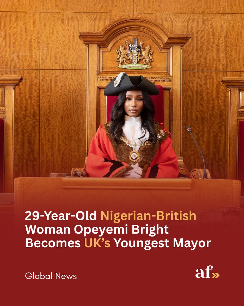 #Globalnews | 29-year-old Princess Opeyemi Bright <a href="/ladyprixo/">Mayor Princess Bright</a> just made history as the UK’s youngest mayor.

Visit africanfemalefounders.sbs/?p=137
to learn more