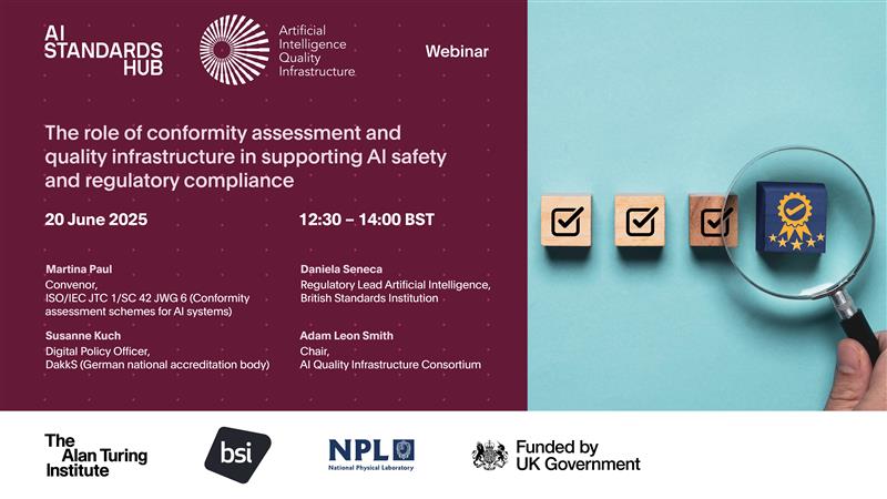 📢 Join us on 20 June for a webinar on conformity assessment for AI, hosted with the AI Quality Infrastructure Consortium.

Explore key standards, AI assurance, and the EU AI Act with leading experts.

🗓️ Don’t miss it - register now: aistandardshub.org/events/the-rol…