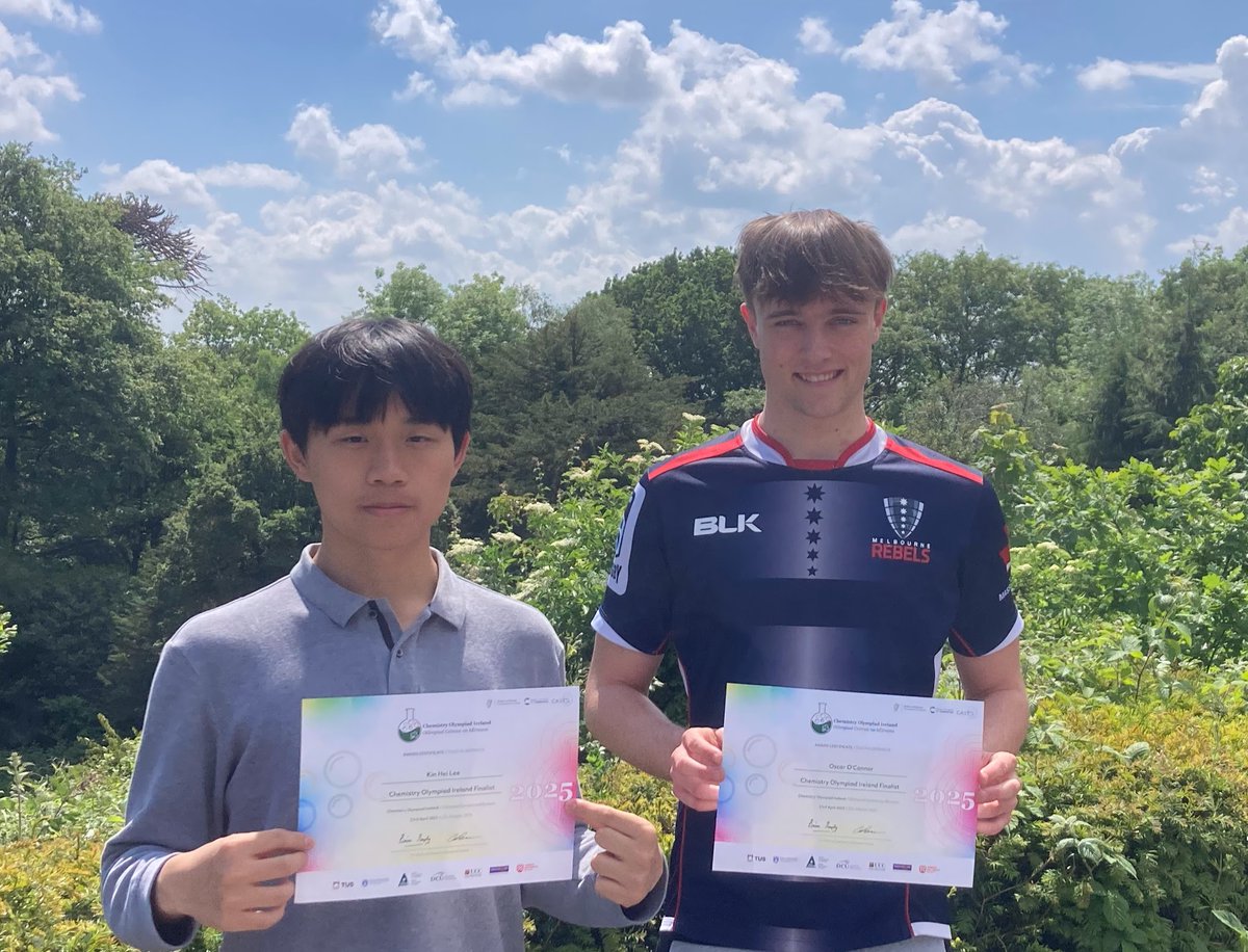 🏅Irish Chemistry Olympiad finalists Oscar O'Connor (Sixth Year) and Kin Hei Lee (Fifth Year) - congratulations on your achievement. #GlenstalAbbeySchool