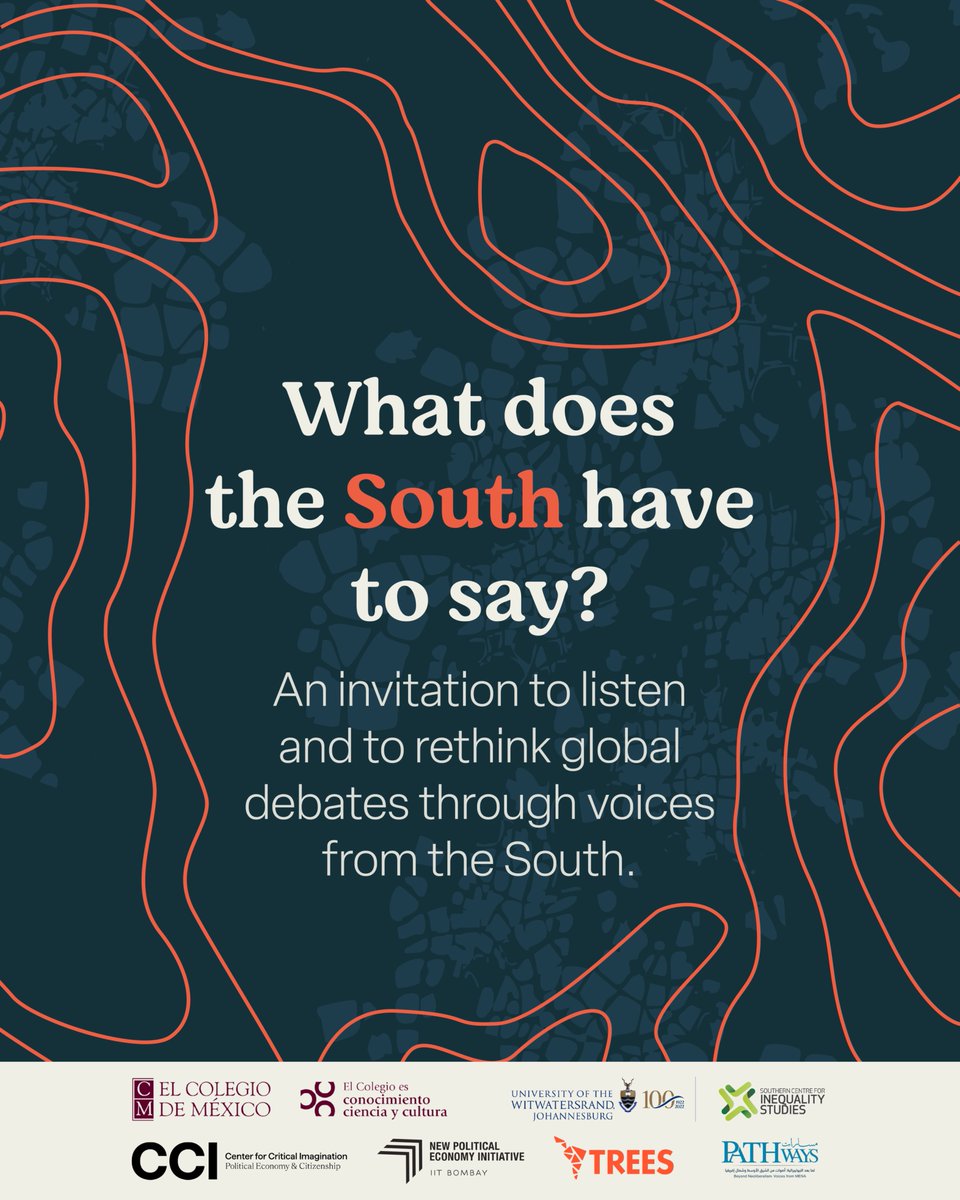 Wits_SCIS's tweet photo. 🌎 The South is not just a place, it's a lens to understand the world differently. It's a way of seeing, questioning, and connecting that comes from lived realities across Latin America, Africa, and Asia.
Be part of the conversation. #WhatDoesTheSouthSay #GlobalSouth #PEGS2024 #EmergentPoliticalEconomies #PoliticalEconomy #DecolonizingKnowledge