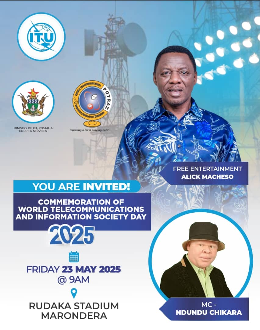 Zimpost will be part of the World Telecommunications and Information Society Day 2025 celebrations to be held on 23 May at Rudaka Stadium in Marondera! 

Come through and visit our stand to learn more about our services. 

 #WTISD2025
#Zimpost@135Years #DeliveringPossibilities