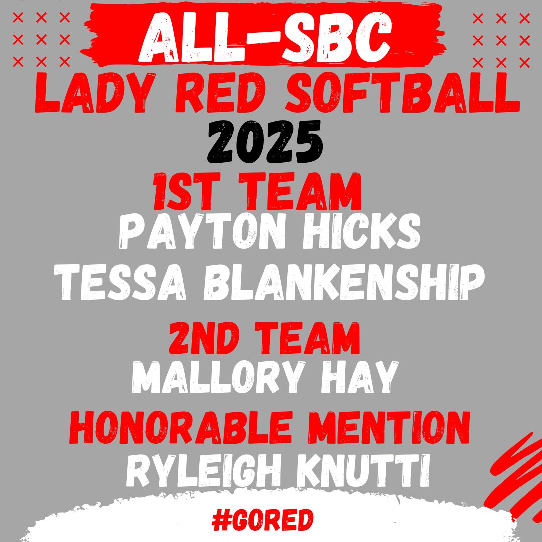 bcsredmensports's tweet photo. Congrats to Payton, Tessa, Mallory, and Ryleigh on your All-SBC Honors this softball season.  #GoRed🅱️🥎 https://t.co/EPNnfSvUOk