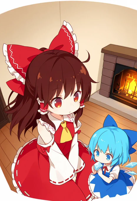 霊夢とチルノ 