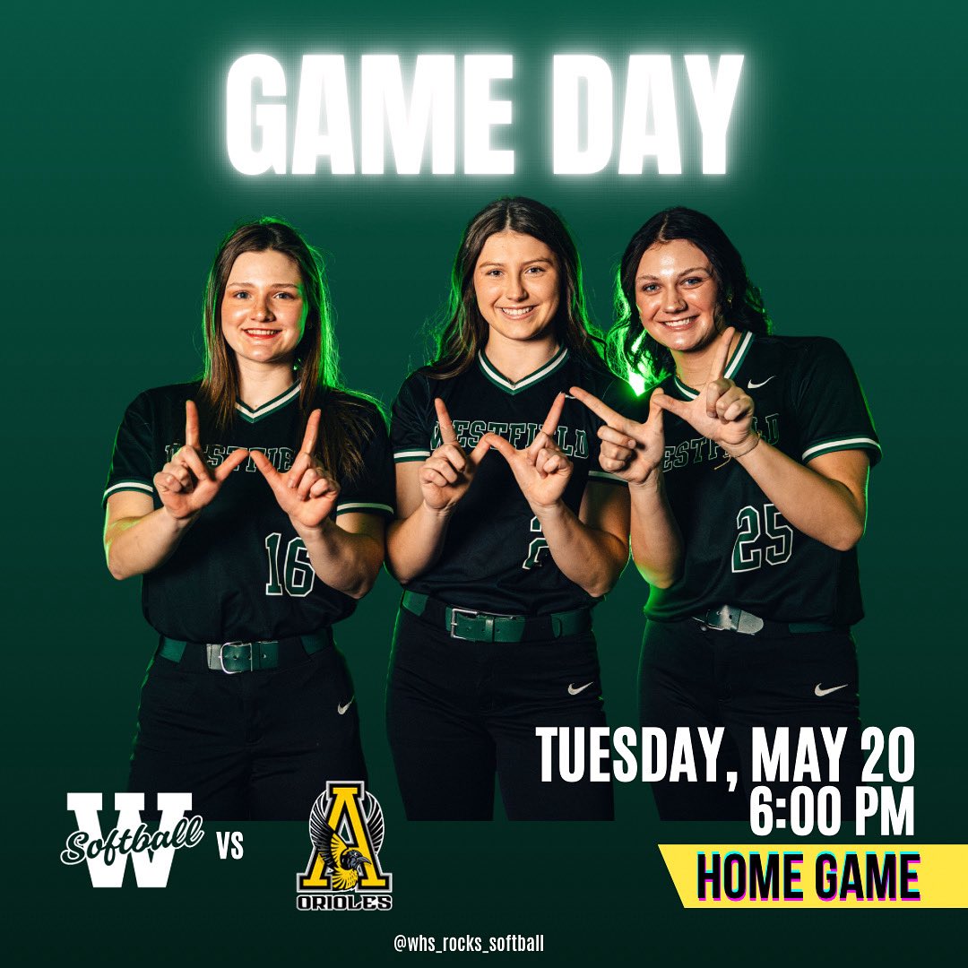 Westfield Softball (@rocks_softball) on Twitter photo Itβs GAME DAY! π₯
Westfield vs Avon π’β«οΈ
Home game tonight at 6:00 PM! β°
Come cheer on your Rocks and bring the energy!
Letβs gooo!
#GoRocks #WHSSoftball #GameDay
@whs_rocks_softball ππͺ Itβs GAME DAY! π₯
Westfield vs Avon π’β«οΈ
Home game tonight at 6:00 PM! β°
Come cheer on your Rocks and bring the energy!
Letβs gooo!
#GoRocks #WHSSoftball #GameDay
@whs_rocks_softball ππͺ
