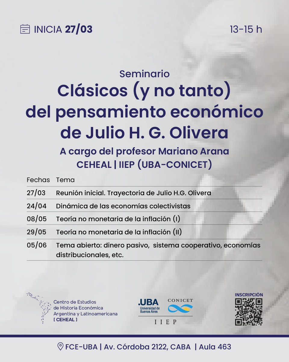 El encuentro de este jueves (que vamos a la marcha universitaria) pasó al 29/5 para debatir sobre los textos: Inflación Estructural y Estructuralismo Latinoamericano (1964); Monetarismo vs Estructuralismo (1977) y Estanflación estructural (1980). Cambiamos aula, venite