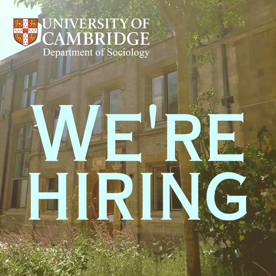 📢Join us!    

 We're currently recruiting a full time Teaching Associate (Fixed Term) in Sociology of Media and Culture. 

Applications will close on 17th June 2025.  

For further details,  click here: jobs.cam.ac.uk/job/51346/