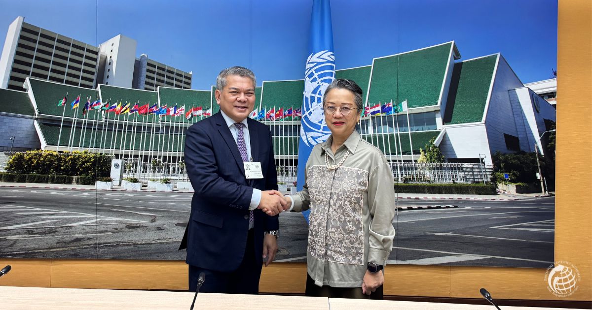PSAgovph's tweet photo. [2/2] In addition, prior to today’s negotiation, Usec. Mapa had a productive discussion during a brief bilateral meeting with the Executive Secretary of the @UNESCAP, Ms. Armida Salsiah Alisjahbana providing some updates on the Philippines achievements towards achieving the goals and targets of the CRVS Decade 2015-2024.