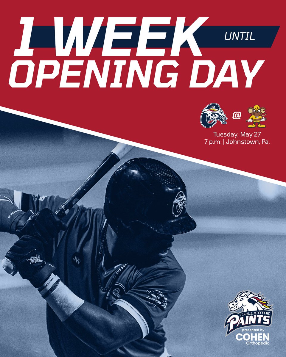Chillicothe Paints๐๐๐๐ (@chillipaints) on Twitter photo We're just one week out from getting the season started on the road at Johnstown against the <a href="/Mill_Rats/">Johnstown Mill Rats</a>. #RollPaints We're just one week out from getting the season started on the road at Johnstown against the <a href="/Mill_Rats/">Johnstown Mill Rats</a>. #RollPaints