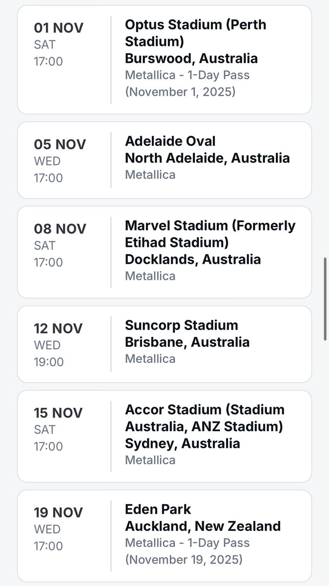 XtremeMerch's tweet photo. Metallica akan tour ke Australia dari tanggal 1 November sampai 19 November 2025.

Blackrock Ent apa kabar ya? hehe https://t.co/rRJOiZA8Gq