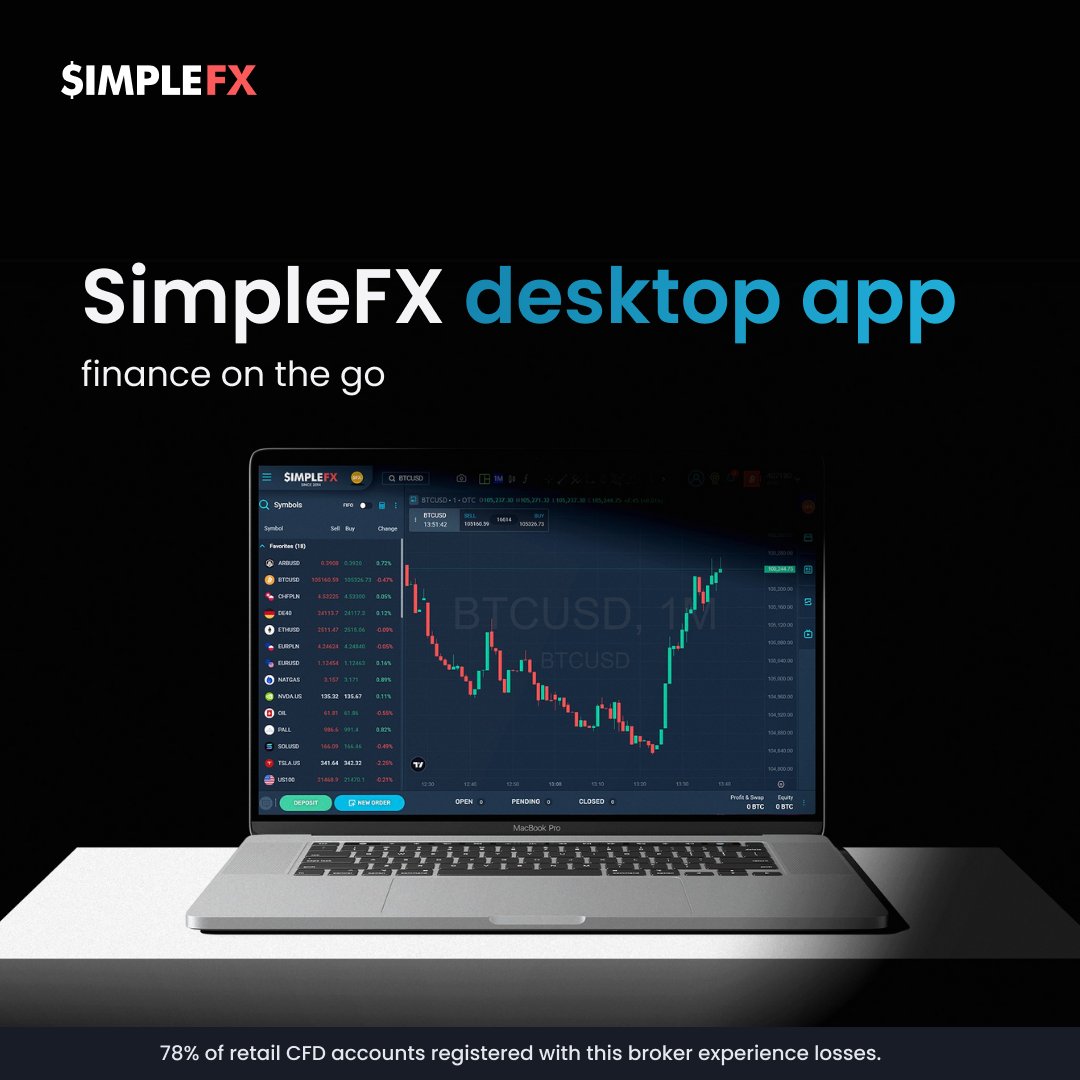 SimpleFXcom's tweet photo. For a browser-free trading experience, download the SimpleFX desktop app. 💻
🔗 https://t.co/bPNCIxX3Ri
The app smoothly integrates with your computer, appearing on your taskbar with the recognizable SimpleFX icon.
#SimpleFX