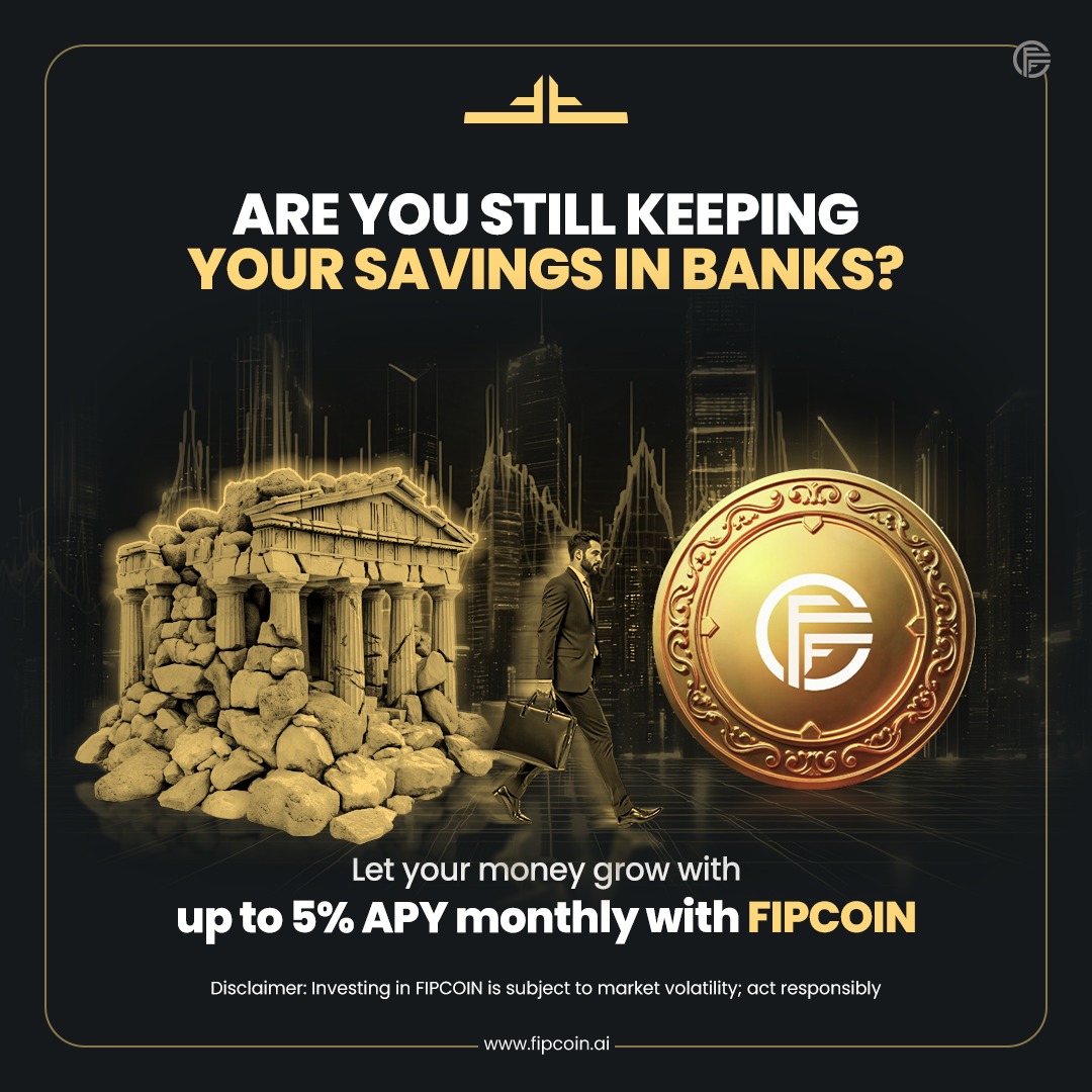 fipcoin's tweet photo. 🏦 Still parking your savings in banks?
🚀 With FIPCOIN, earn up to 5% APY monthly—turn idle cash into active wealth.
💰 Future-forward, crypto-backed, built for growth.
🔗 https://t.co/SOODVaF474
#Fipcoin #CryptoSavings #SmartMoneyMoves #PassiveIncome #BankAlternative https://t.co/U5GGkaAAxa