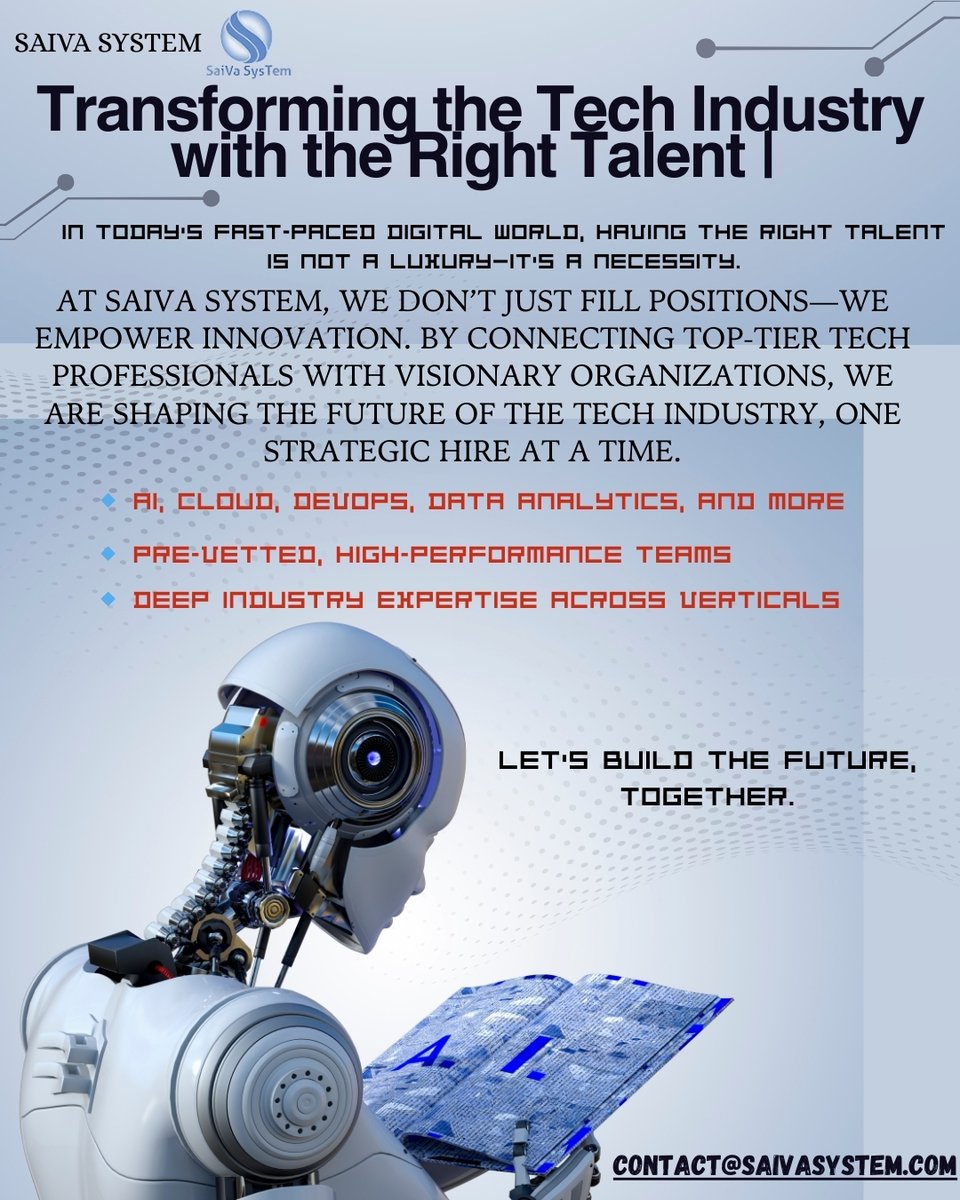 saivasystem's tweet photo. Tech Recruitment + Industry Focus (with Saiva System)

#TechTalent #AIRecruitment #CloudCareers #DevOpsExperts #DataAnalyticsJobs #SaivaSystem #SaivaTechTalent #EmpowerWithSaiva https://t.co/Vkwllre15M