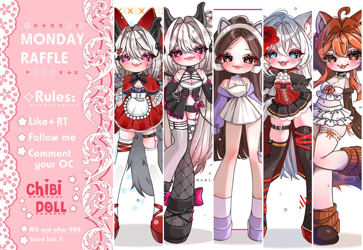 MaritsuArt's tweet photo. ⋆౨ৎ˚ CHIBI DOLL RAFFLE ⋆౨ৎ˚⟡˖ ࣪

I just love drawing chibi dolls ₊˚⊹♡

▷I'll pick one winner later this week and might add another winner if I reach 1,5k 

▷ My chibi doll are available on my Vgen for 20$ : https://t.co/QSw6BmVjxW https://t.co/EVz4EW5g0w
