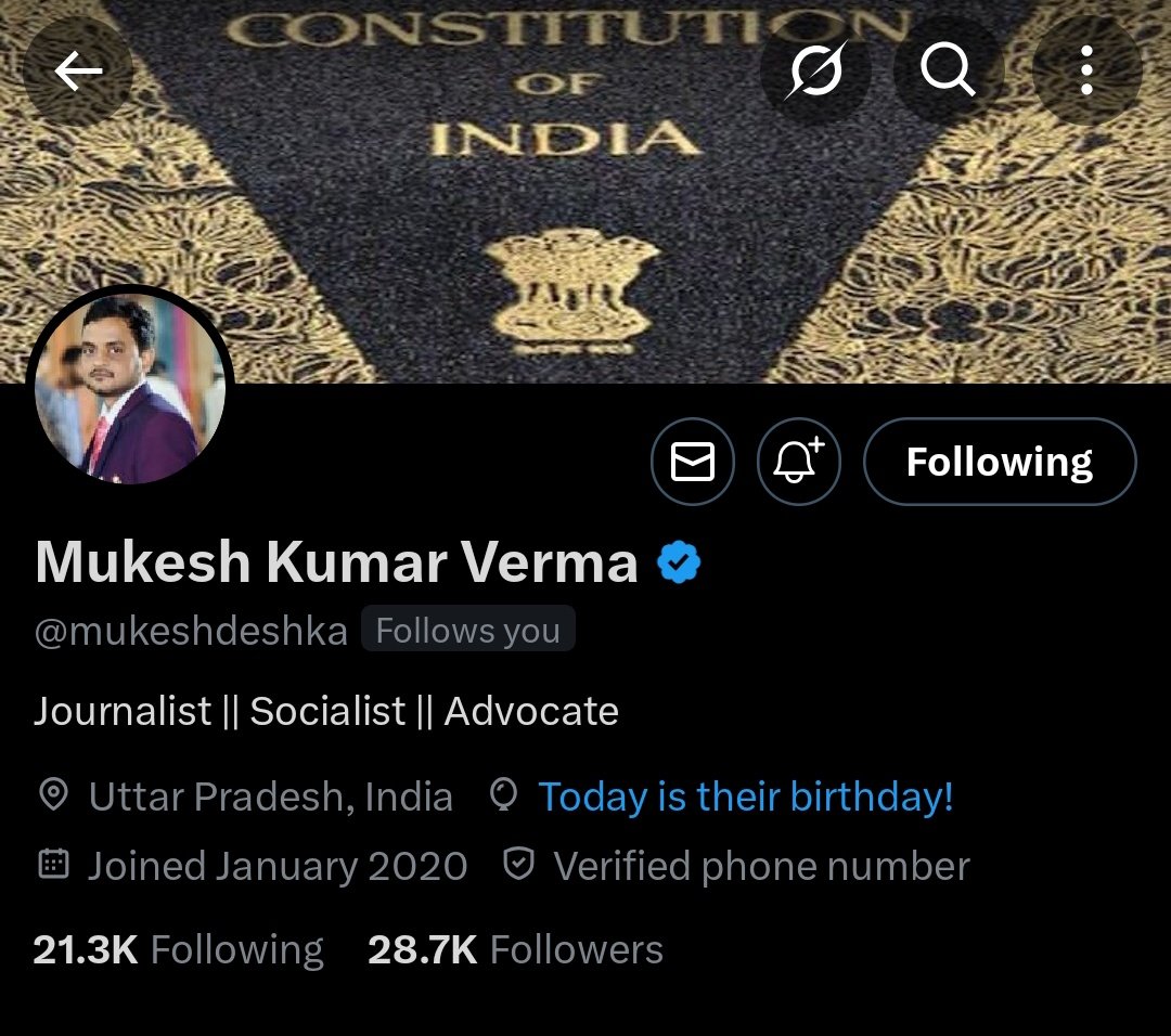 Abhisonii4's tweet photo. आपका बहुत बहुत आभार! Follow करने के लिए.....
मुकेश कुमार वर्मा @mukeshdeshka ट्विटर,
के सबसे बड़े स्टार एवं जनता की आवाज उठाने वाले बड़े भाई को जन्मदिवस की ढेरों शुभकामनाएं!
आप हमेशा यूं ही चमकते रहें और सफलता की ऊंचाइयों को छूते रहें।
#HappyBirthday #TwitterStar https://t.co/RQqyTQw3h2