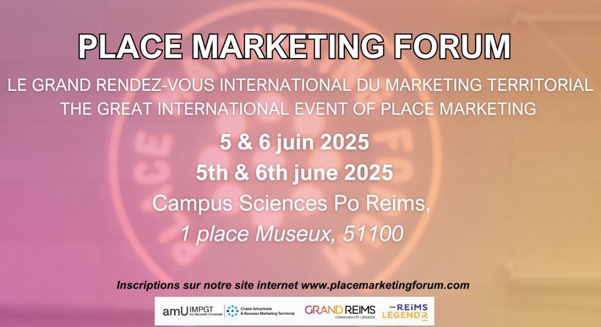 bloomconsult_FR's tweet photo. 🎯 Bloom Consulting est heureux de vous retrouver au #PlaceMarketingForum à #Reims les 5 &amp; 6 juin prochains !
 Une belle occasion d’échanger autour des grands enjeux du #MarketingTerritorial et du #PlaceBranding https://t.co/I3jf66Iq0z