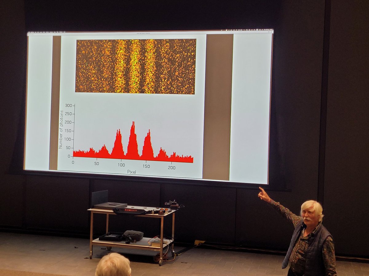 DebKane4's tweet photo. Hans' public lecture included some very engaging demonstrations to support building quantum intuition. Fun for all. Great way to celebrate IDL2025 and IYQST @IDLofficial @QuantumYear2025 @ausphysics @OpticsAUNZ @OpticaWorldwide https://t.co/xQFHGa7uoA